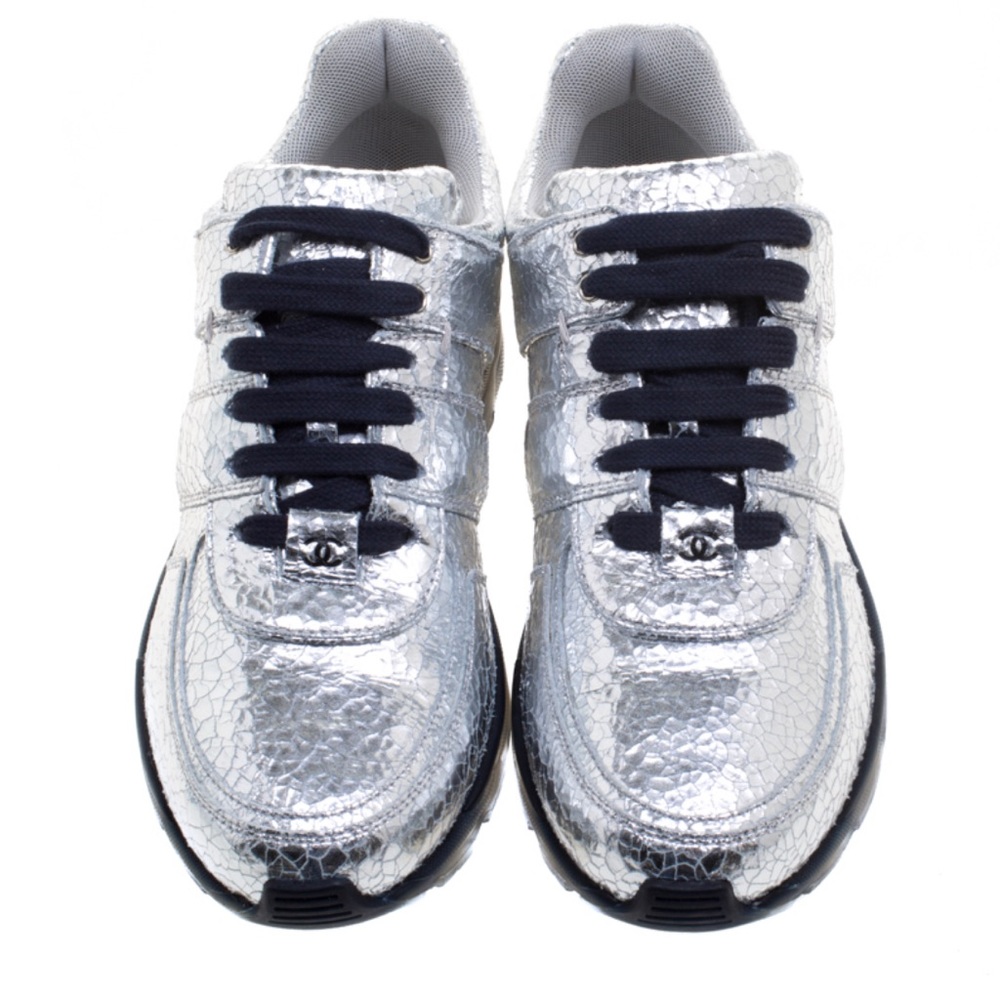 Chanel Metallic Crackled CC Sneakers